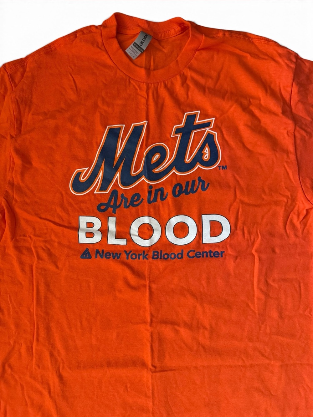 ๐ต 3/ $15 - Mets 'Are In Our Blood' Orange Graphic Tee Size Large - Picture 1 of 5